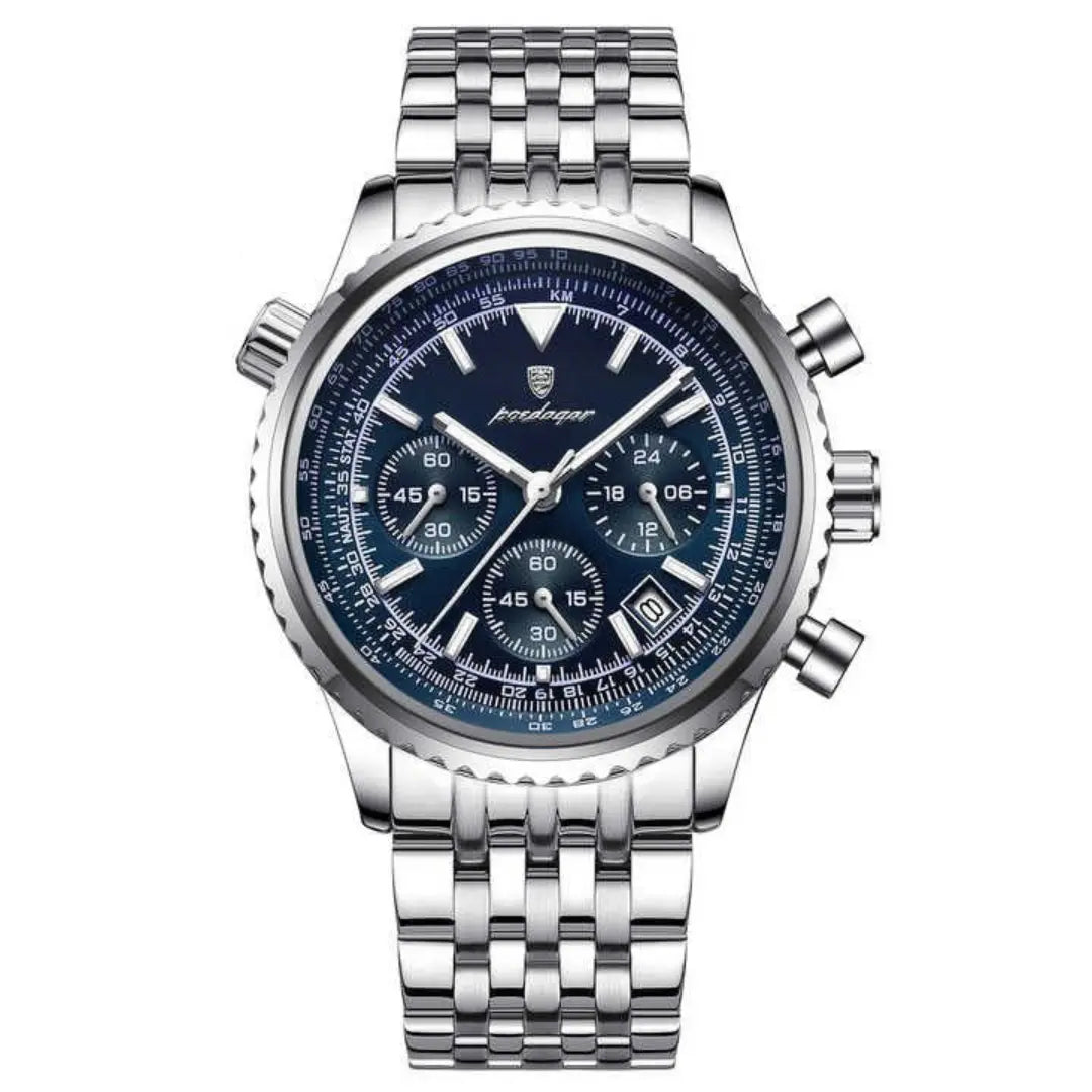 Reloj MontreClaire® Marine - vista frontal, acero inoxidable, estilo náutico
