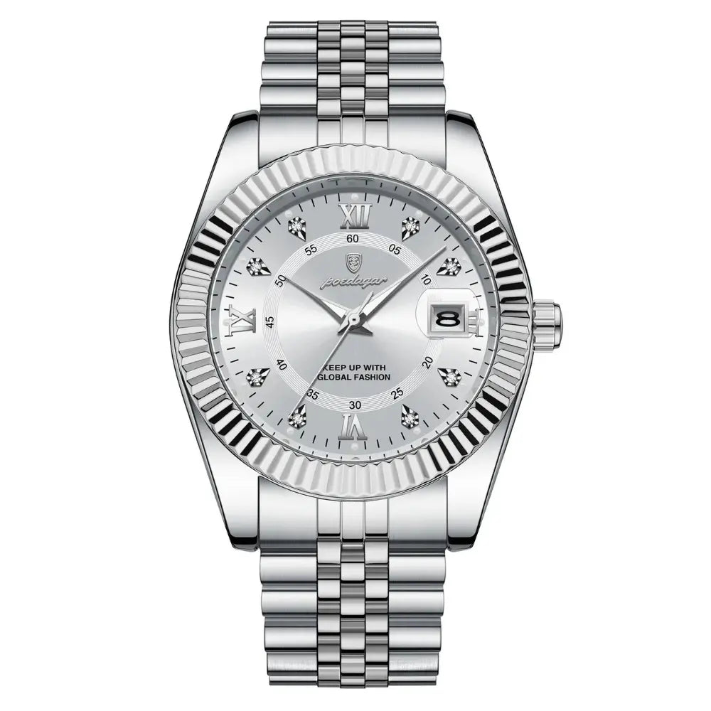 Reloj MontreClaire® SilverStar - vista frontal, acero inoxidable