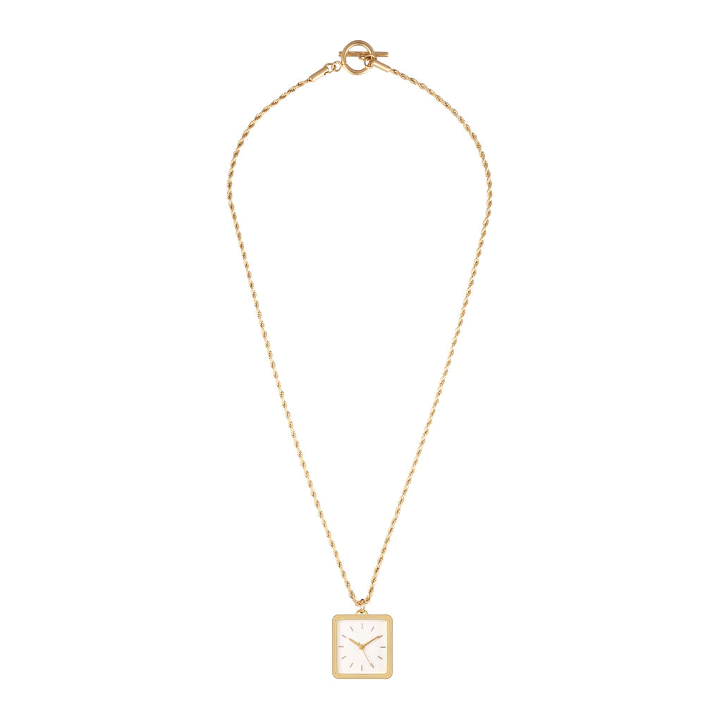 Collar Reloj MontreClaire® Cuadrado Dorado Minimalista