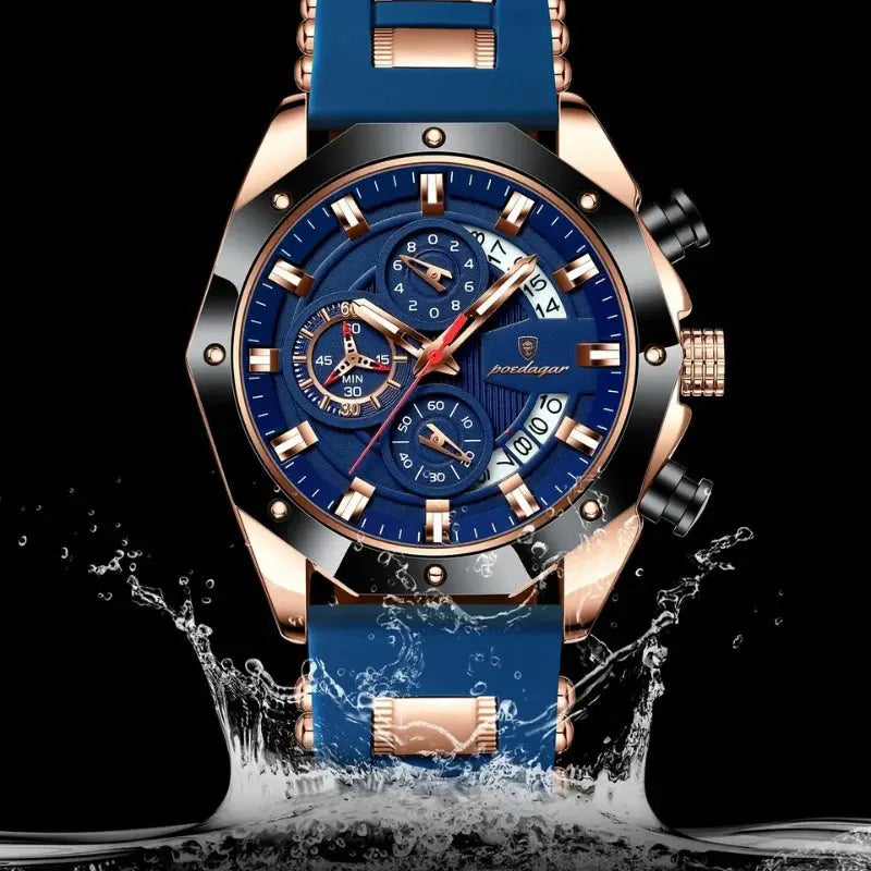 MontreClaire® Philippe Rose Gold — reloj azul con acabado oro rosado, vista 6