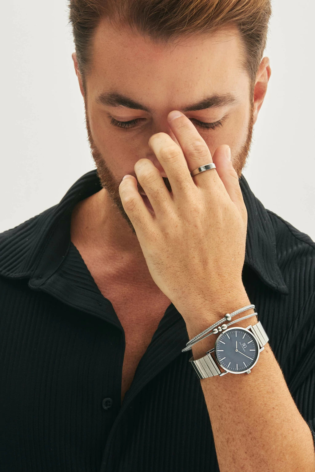 Anillo Masculino Rectangular Liso Plata MontreClaire