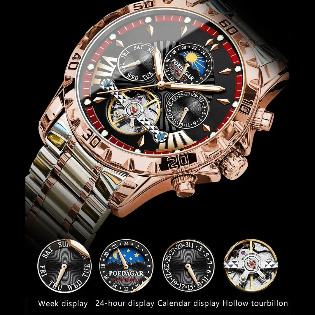 Reloj MontreClaire® AutoMaster - detalle de la esfera y manecillas