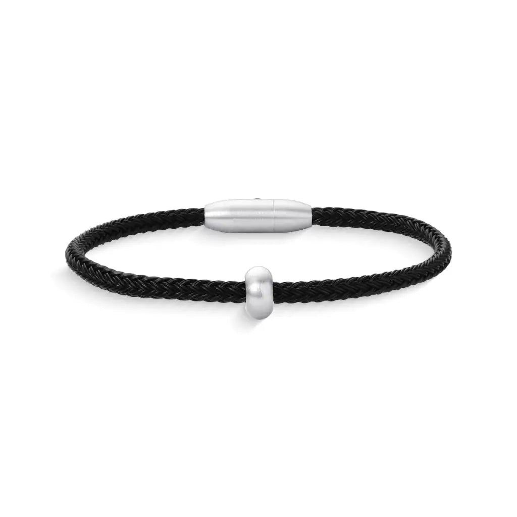 Pulseira Masculina Fio de Aço Inoxidável Preta com Esfera Minimalista MontreClaire