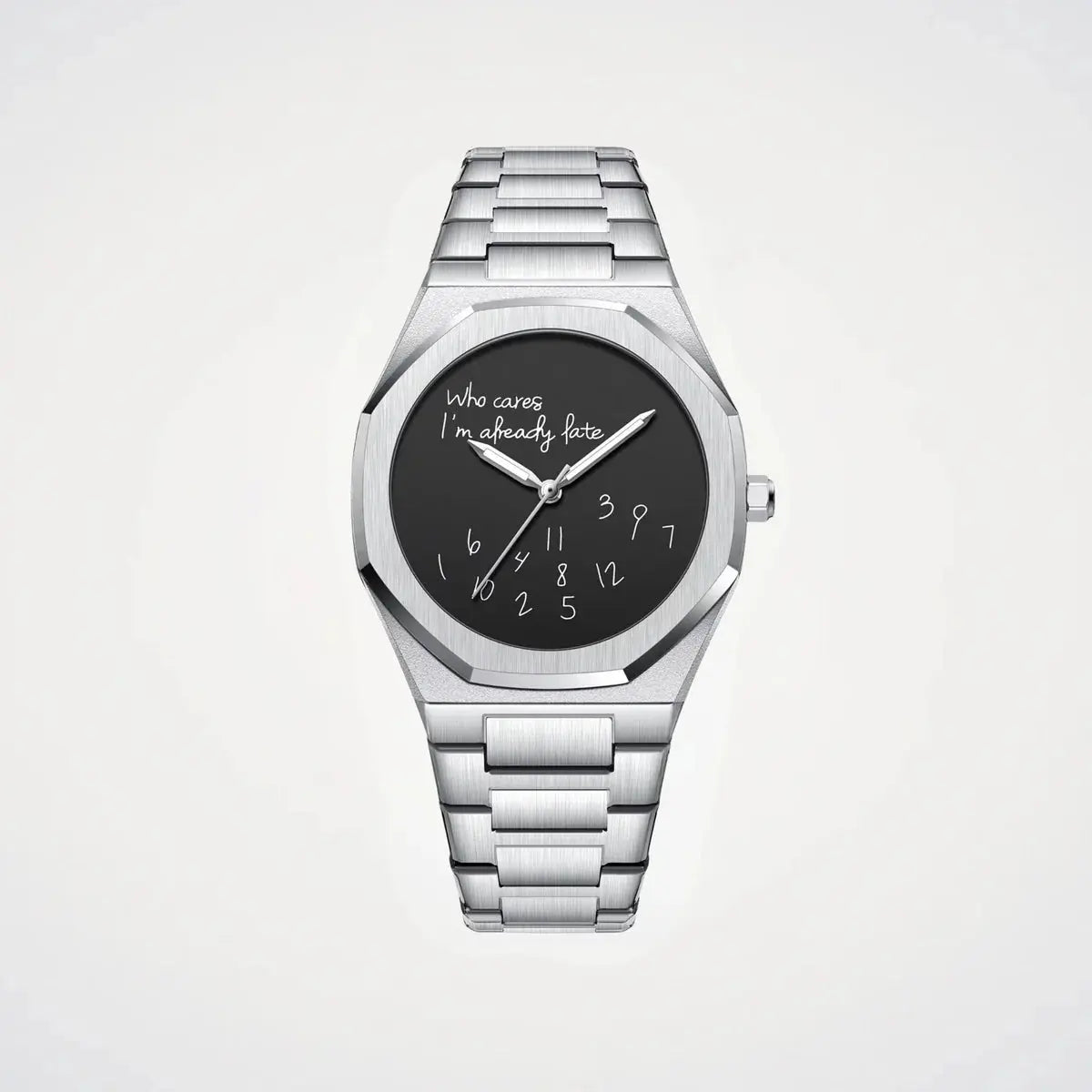 Reloj MontreClaire® Late - detalle de la esfera y manecillas