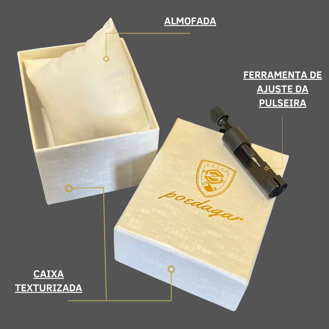 Reloj MontreClaire® Onyx Edge Colores - estuche y almohadilla de presentación