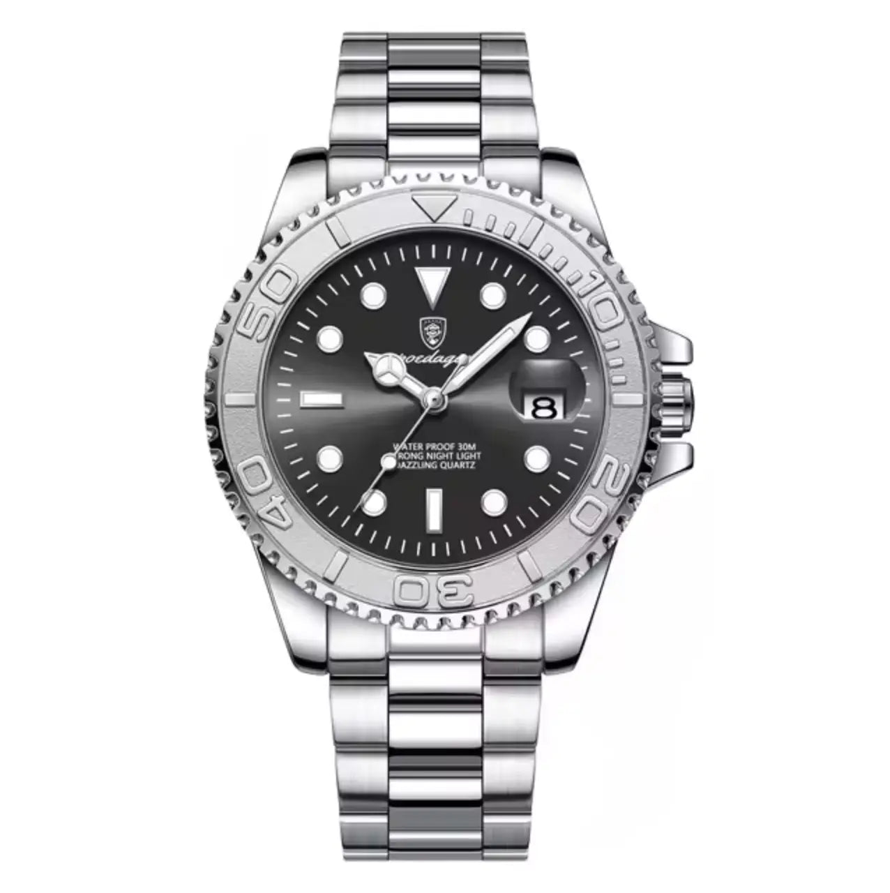 Reloj MontreClaire® Yacht - vista frontal, acero inoxidable, estilo náutico