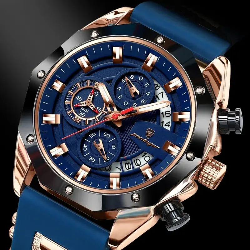 MontreClaire® Philippe Rose Gold — reloj azul con acabado oro rosado, vista 4