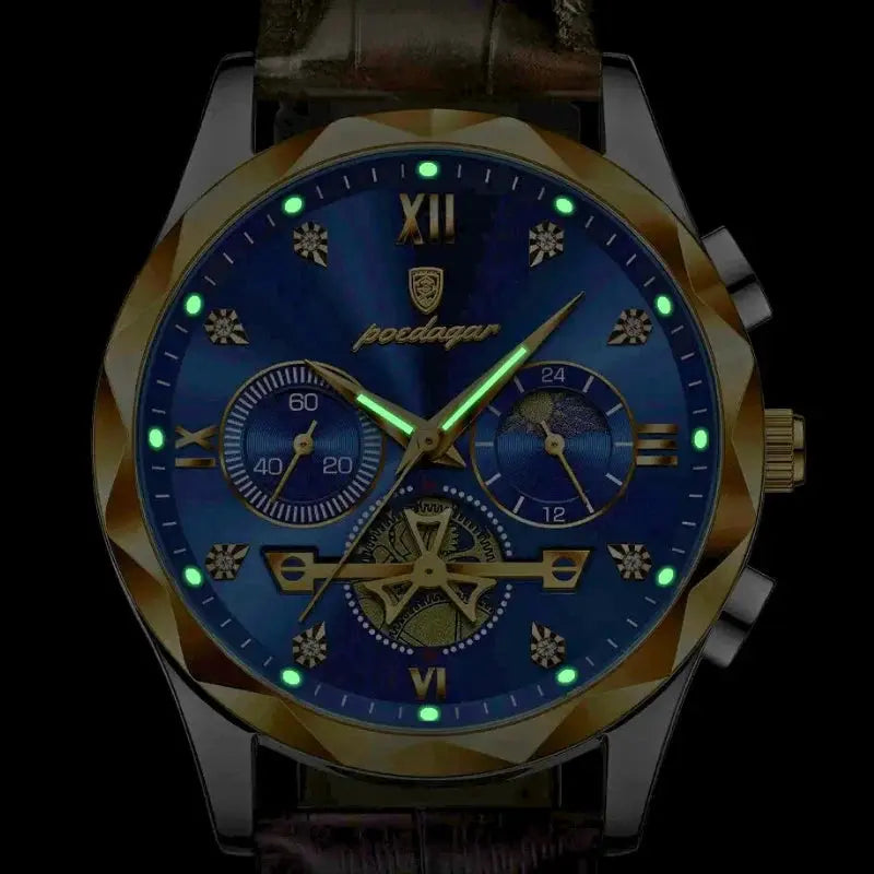MontreClaire® Salvatore — reloj dorado con esfera azul, vista 4