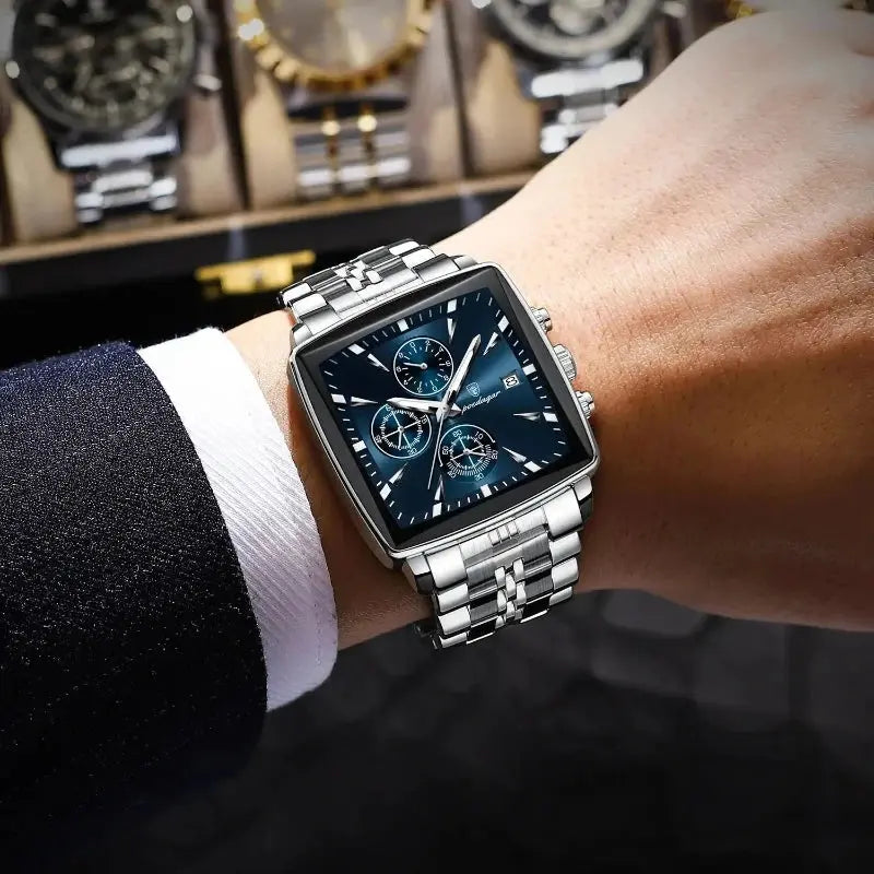 MontreClaire® Firenze Prestige — reloj deportivo plateado y azul, vista 4