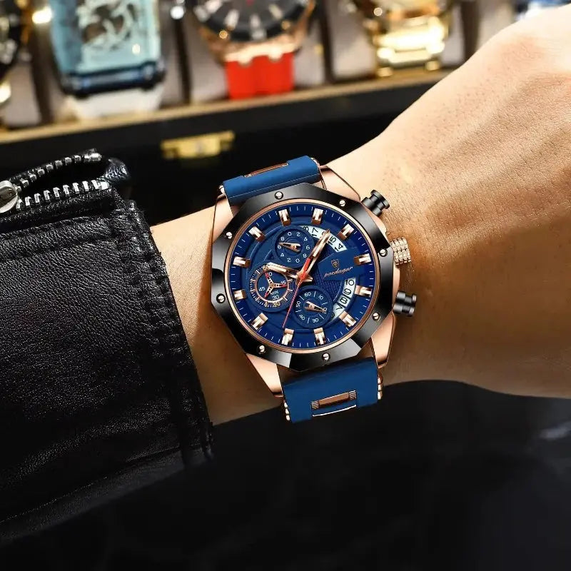 MontreClaire® Philippe Rose Gold — reloj azul con acabado oro rosado, vista 2