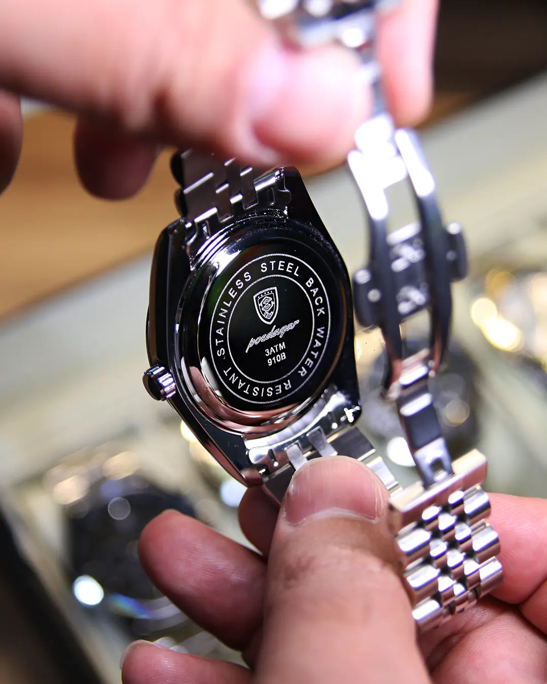Reloj MontreClaire® SilverStar - detalle de la esfera y manecillas