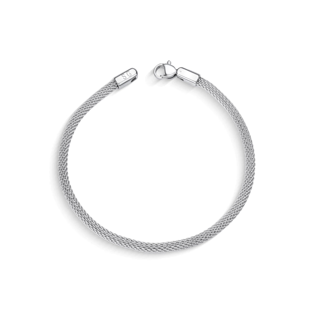 Pulsera Masculina de Malla Italiana en Acero Inoxidable Plata