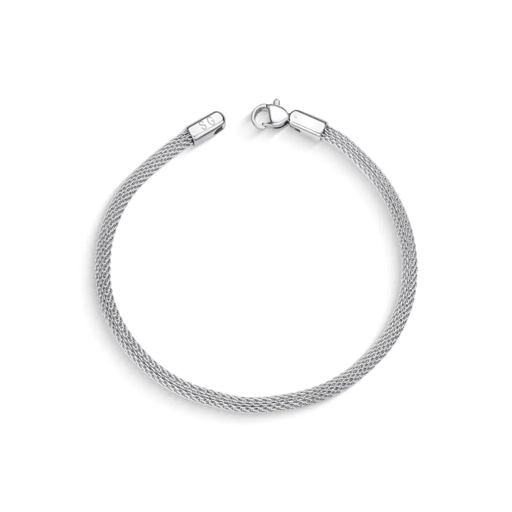 Pulsera Masculina de Malla Italiana en Acero Inoxidable Plata MontreClaire