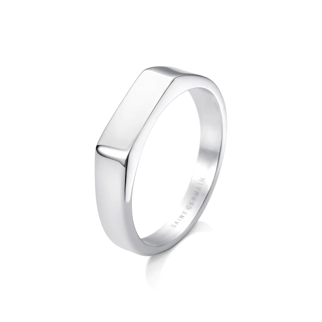 Anillo Masculino Rectangular Liso Plata MontreClaire