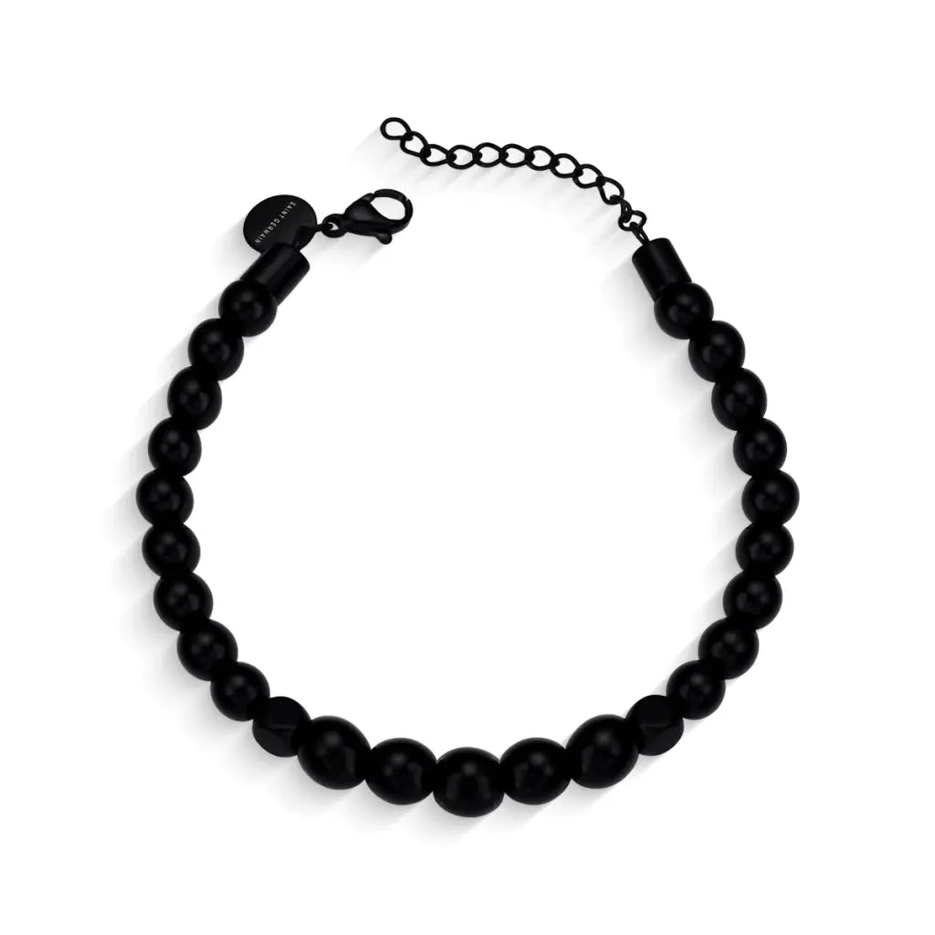 Pulsera Masculina de Piedra Ónix Negra Ajustable MontreClaire