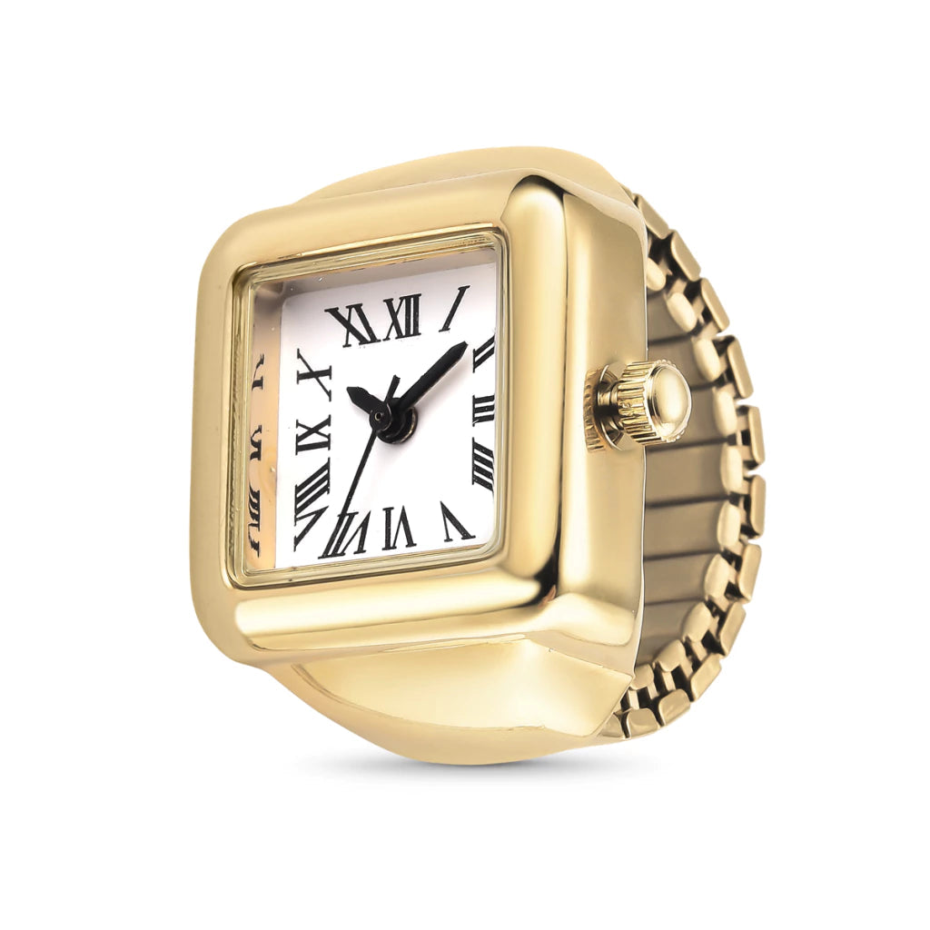 Anillo Reloj MontreClaire® Dorado con Números Romanos Femenino
