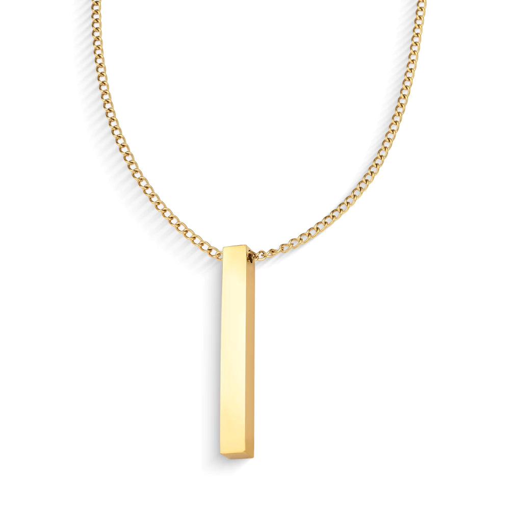 Collar Masculino Dorado con Dije en Barra MontreClaire