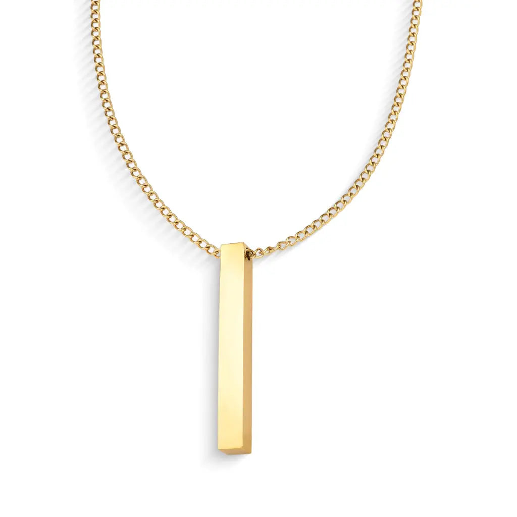 Collar Masculino Dorado con Dije en Barra MontreClaire