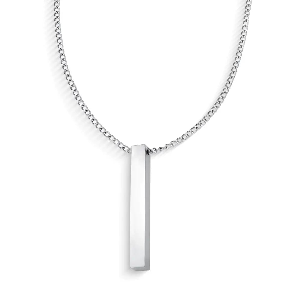 Collar Masculino Plateado con Dije de Barra MontreClaire