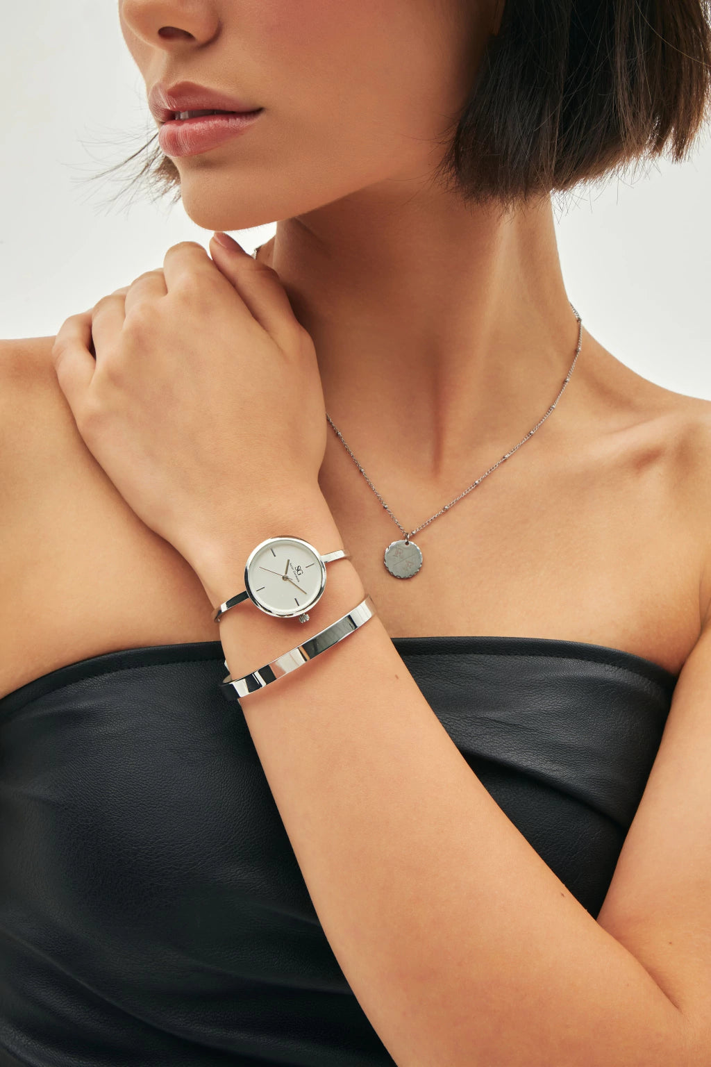 Brazalete Plata Liso Ajustable Minimalista