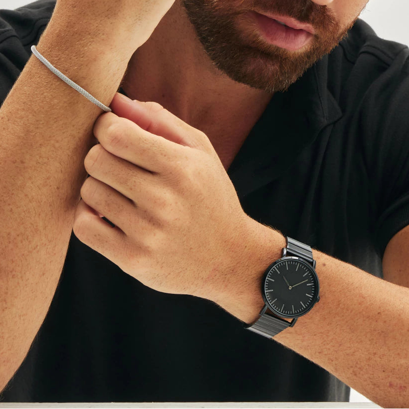 Pulsera MontreClaire® Malla Italiana Plata Masculina