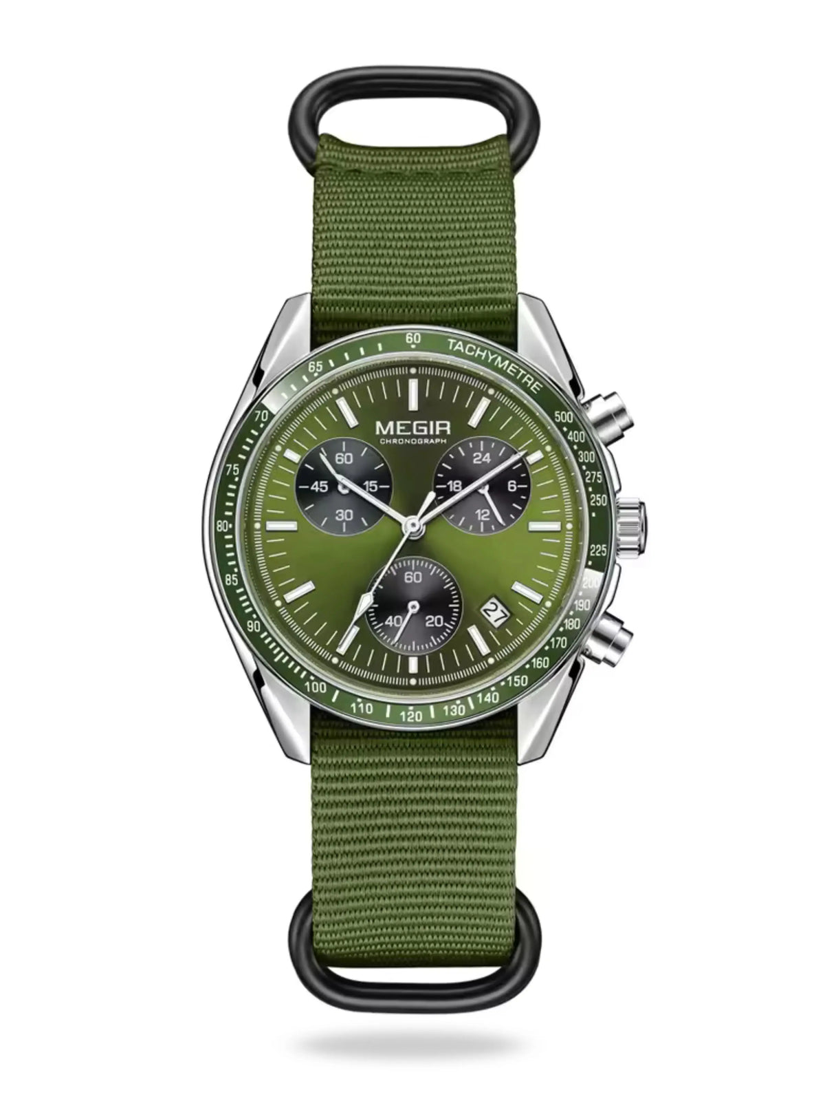 MontreClaire® Megir – detalle frontal en verde