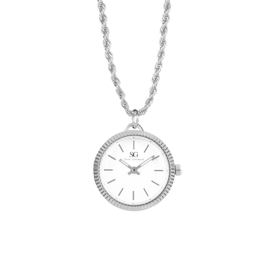 Collar Reloj MontreClaire® Plata Redondo Elegante