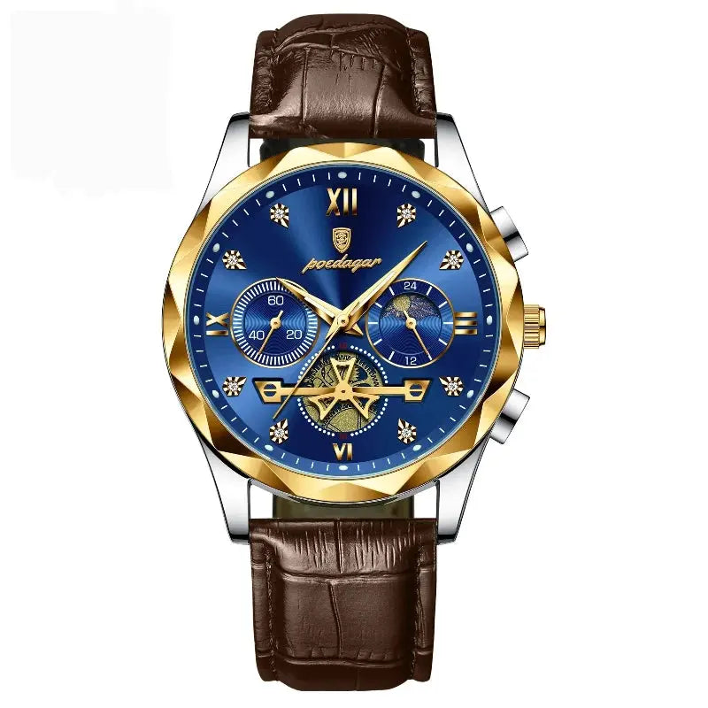 MontreClaire® Salvatore — reloj dorado con esfera azul, vista 1