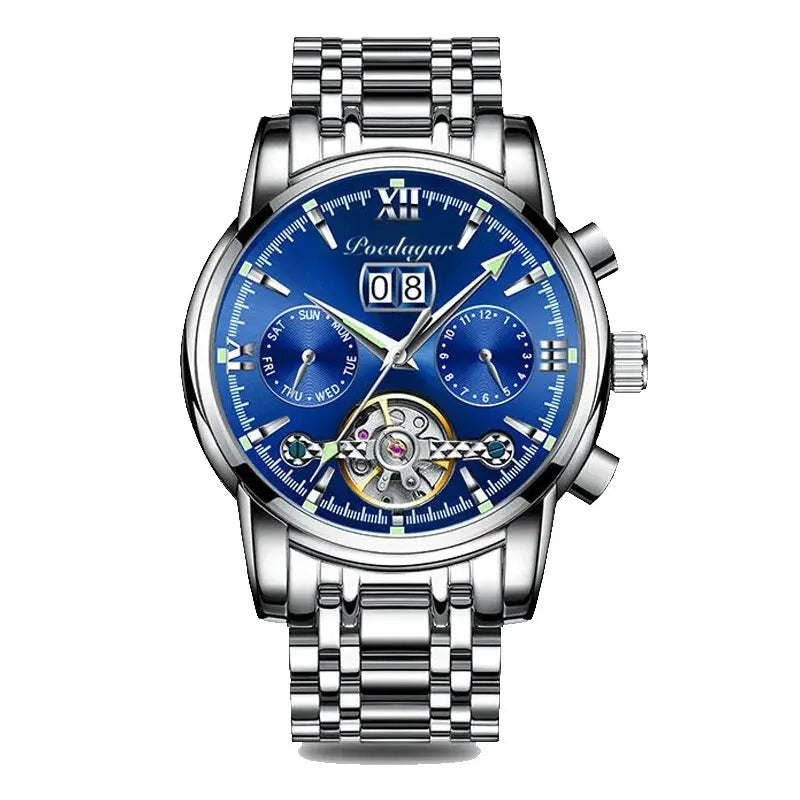 MontreClaire® Marino Sovrano — reloj azul y plateado de inspiración náutica, vista 1