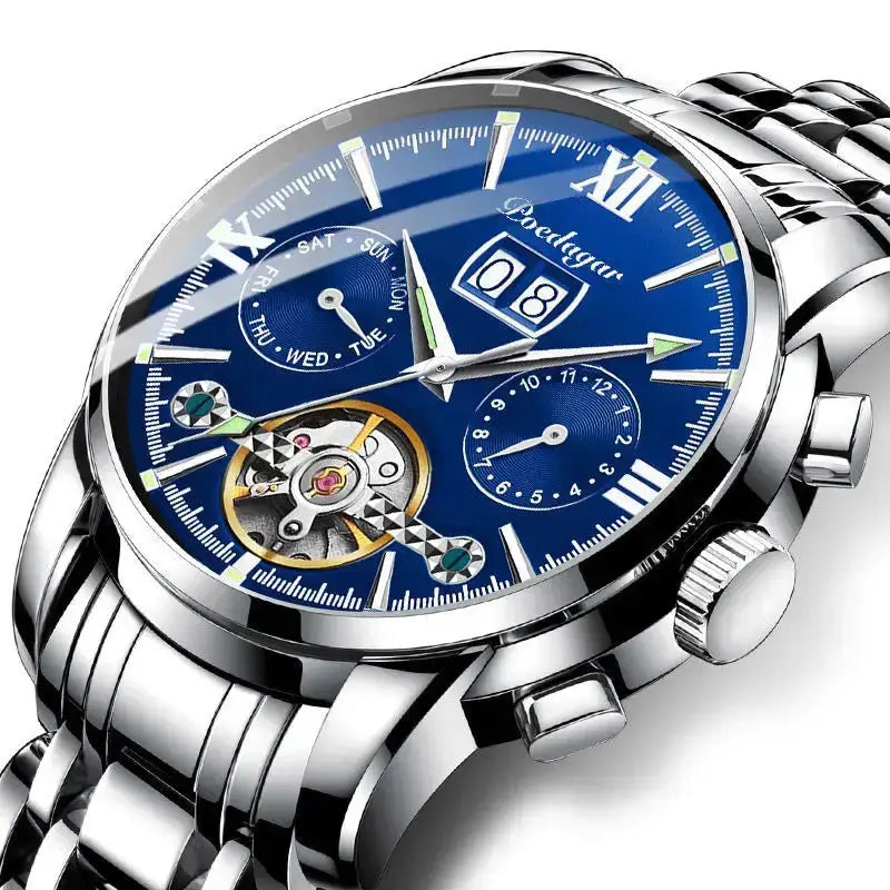MontreClaire® Marino Sovrano — reloj azul y plateado de inspiración náutica, vista 4