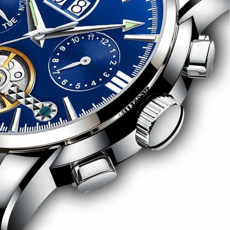 MontreClaire® Marino Sovrano — reloj azul y plateado de inspiración náutica, vista 6