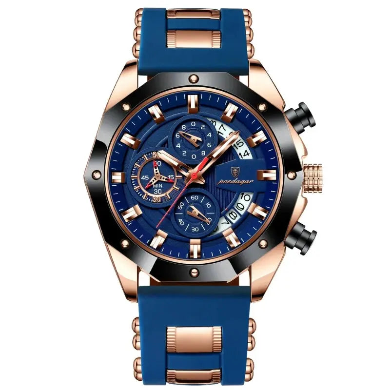 MontreClaire® Philippe Rose Gold — reloj azul con acabado oro rosado, vista 1