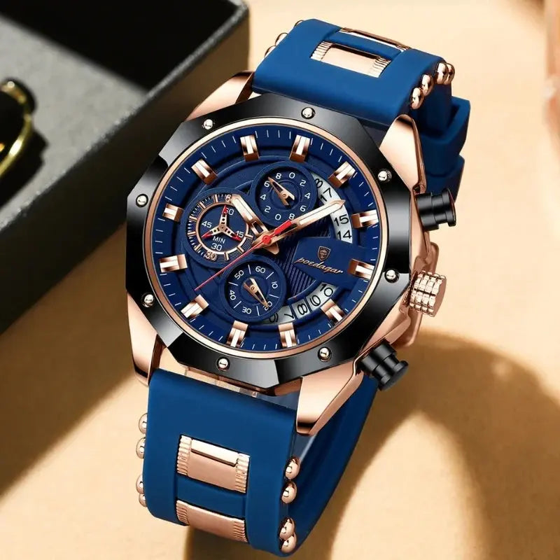 MontreClaire® Philippe Rose Gold — reloj azul con acabado oro rosado, vista 3