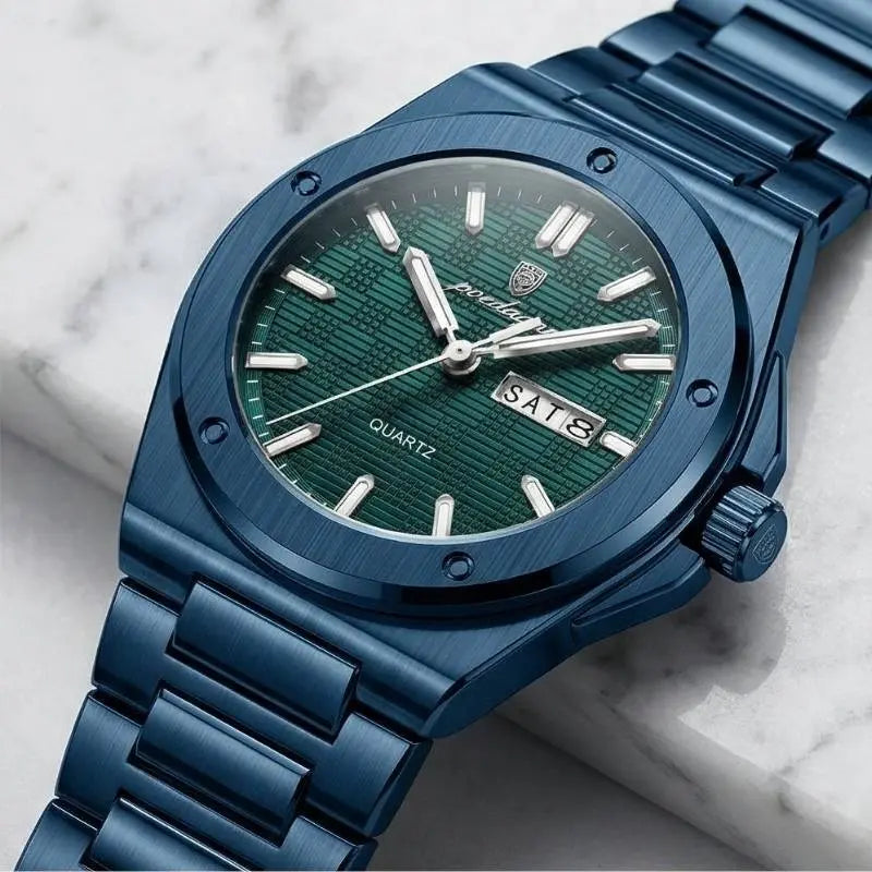 MontreClaire® Majesty Total Blue — reloj azul de acero inoxidable, vista 3