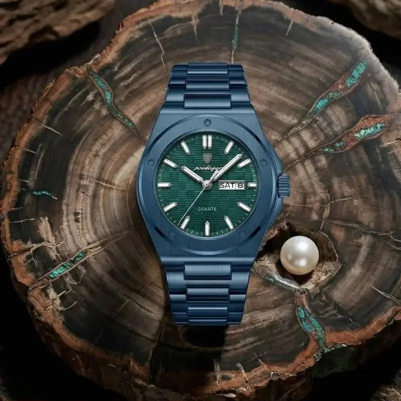 MontreClaire® Majesty Total Blue — reloj azul de acero inoxidable, vista 4
