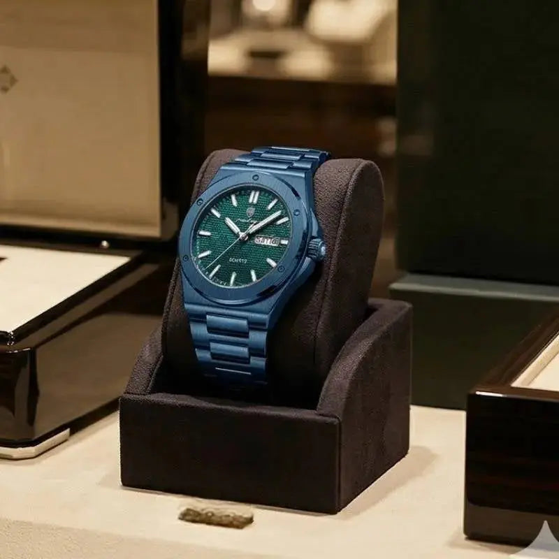 MontreClaire® Majesty Total Blue — reloj azul de acero inoxidable, vista 5