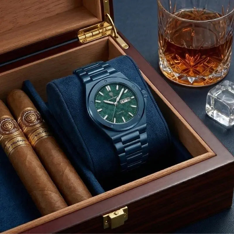 MontreClaire® Majesty Total Blue — reloj azul de acero inoxidable, vista 6