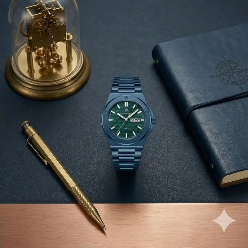 MontreClaire® Majesty Total Blue — reloj azul de acero inoxidable, vista 7