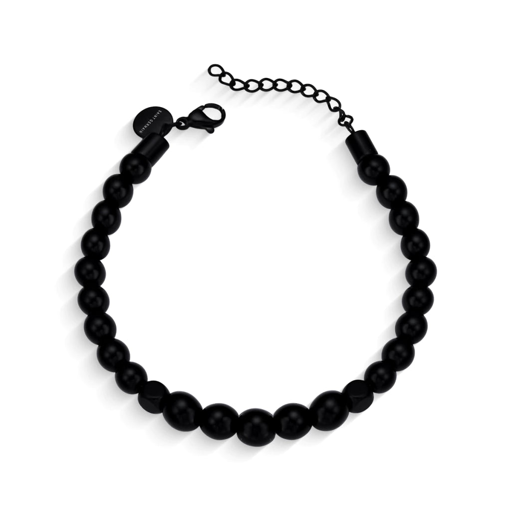 Pulsera Masculina de Piedra Ónix Negra Ajustable