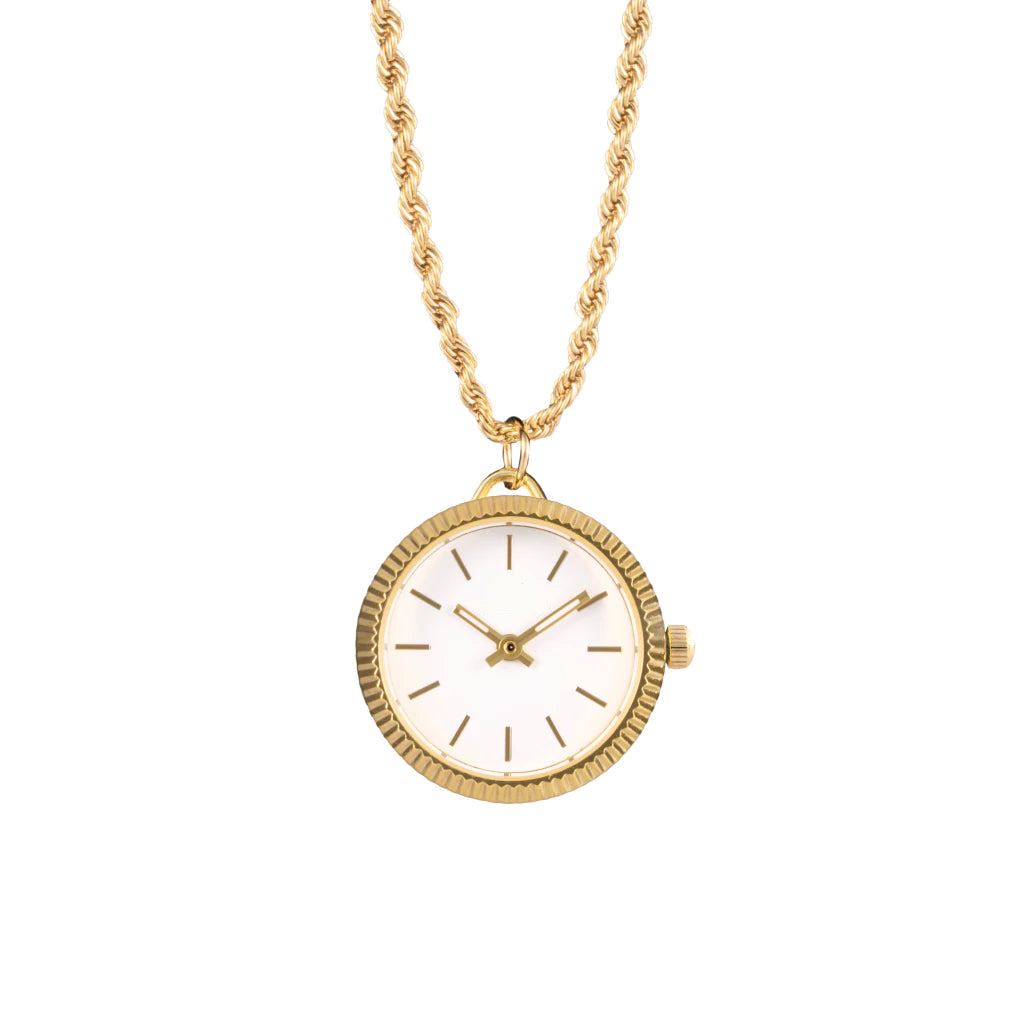 Collar Reloj MontreClaire® Dorado Redondo Clásico