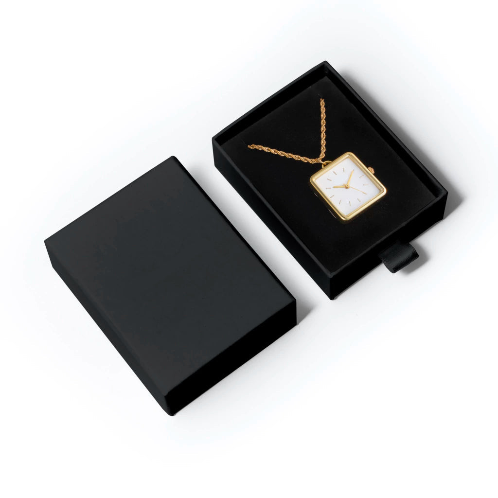 Collar Reloj MontreClaire® Cuadrado Dorado Minimalista