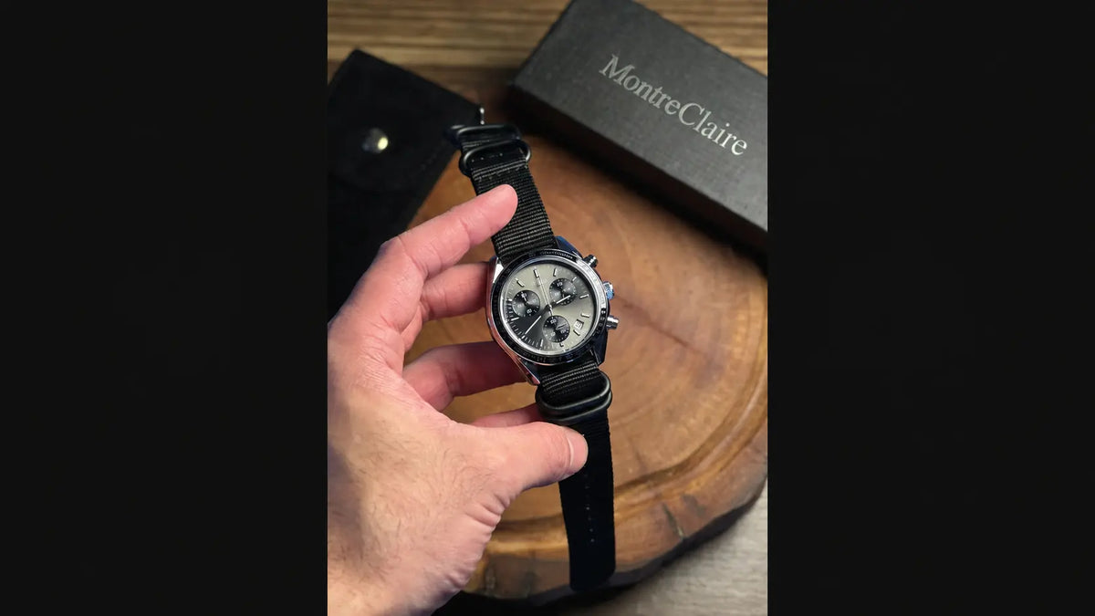 MontreClaire® Megir – esfera gris y estuche MontreClaire
